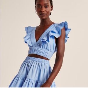 CUTEST Abercrombie & Fitch Blue Matching Mini Skirt Set XXS